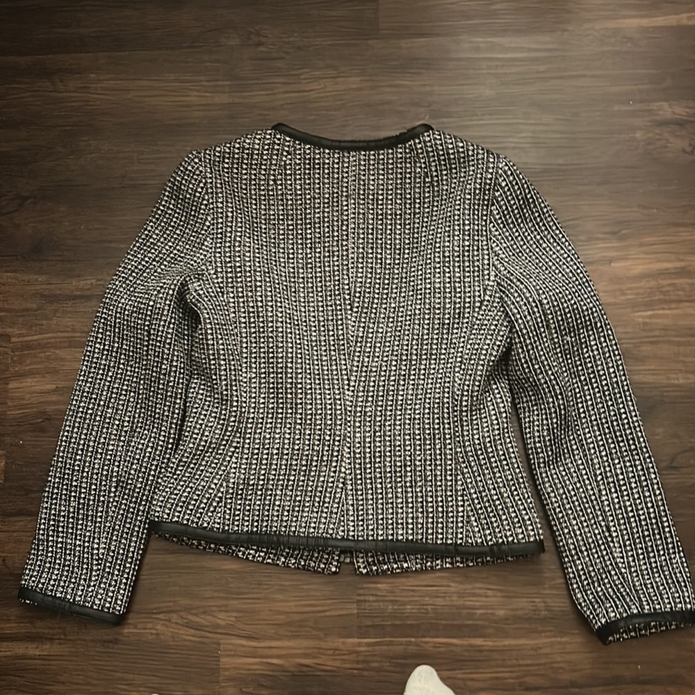 Banana Republic Women’s Tweed & Faux Leather Trim Blazer - Size 4 - Picture 2 of 5